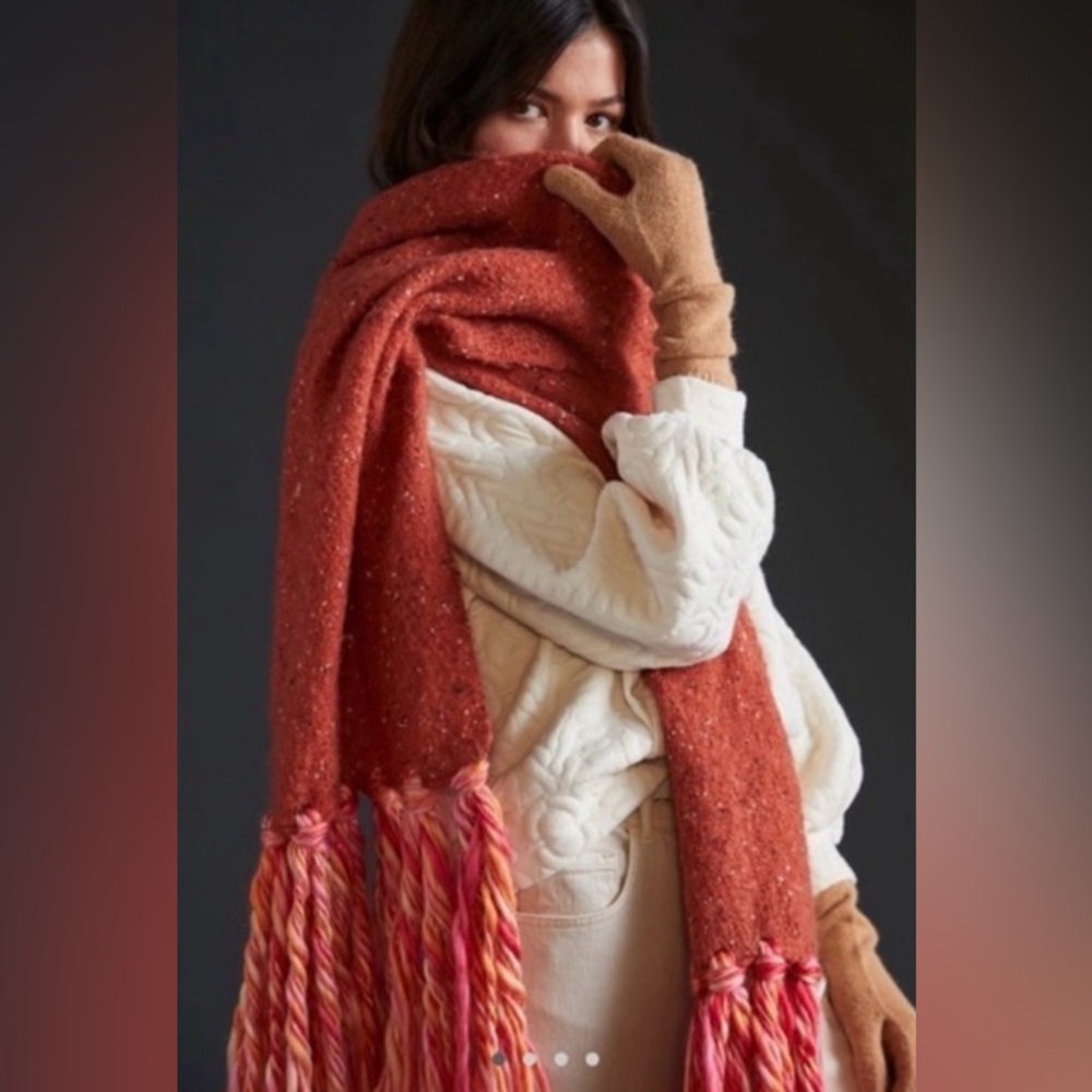 Anthropologie - Super Soft Orange Blanket Scarf NWT